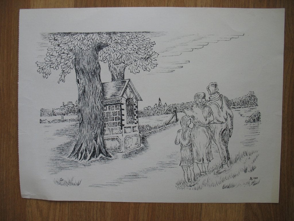 Tekening Grote Prent Mariakapel Berenbos Kerkrade1985 Vintag, Ophalen of Verzenden