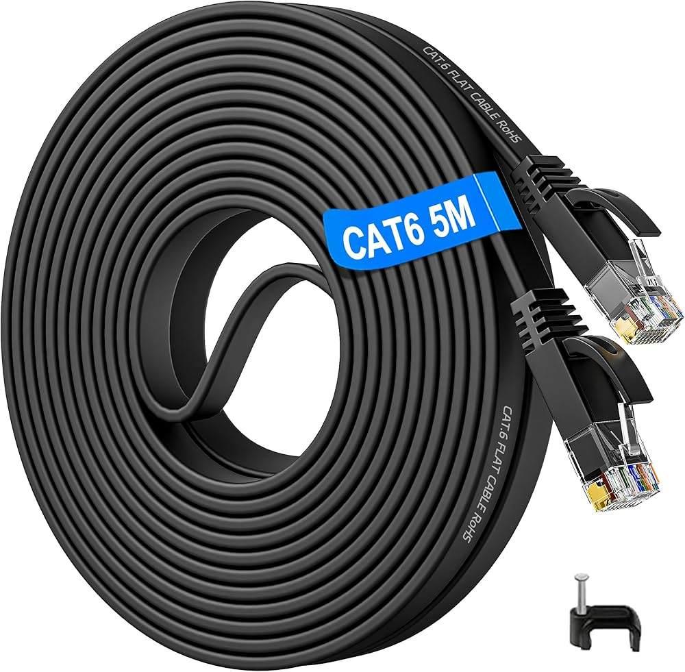 UTP Cat6 Ethernet Cable Gigabit Flat Plat RJ45 Kabel 5 Meter, Ophalen of Verzenden, Nieuw