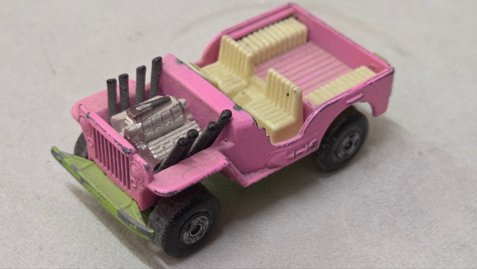 Matchbox Superfast No. 2 Jeep Hot Rod 1971 Roze/Groen, Ophalen of Verzenden, Gebruikt, Auto
