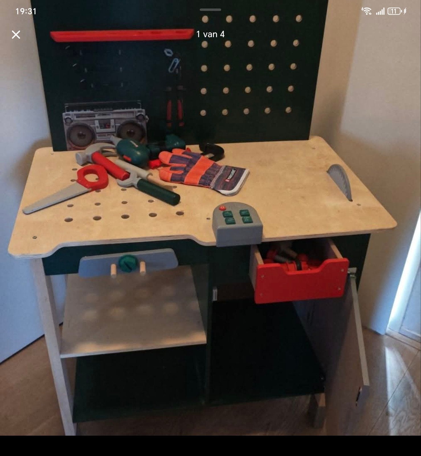 Houten werkbank met gereedschap voor kinderen, Kinderen en Baby's, Speelgoed | Educatief en Creatief, Ophalen, Gebruikt, Bouwen