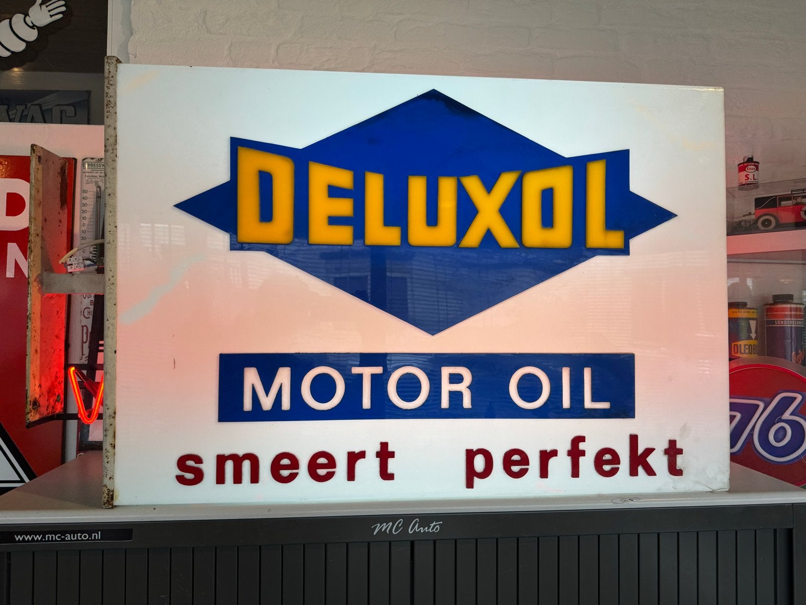 Vintage Deluxol Motor Oil Lichtbak - Smeert Perfect, Ophalen