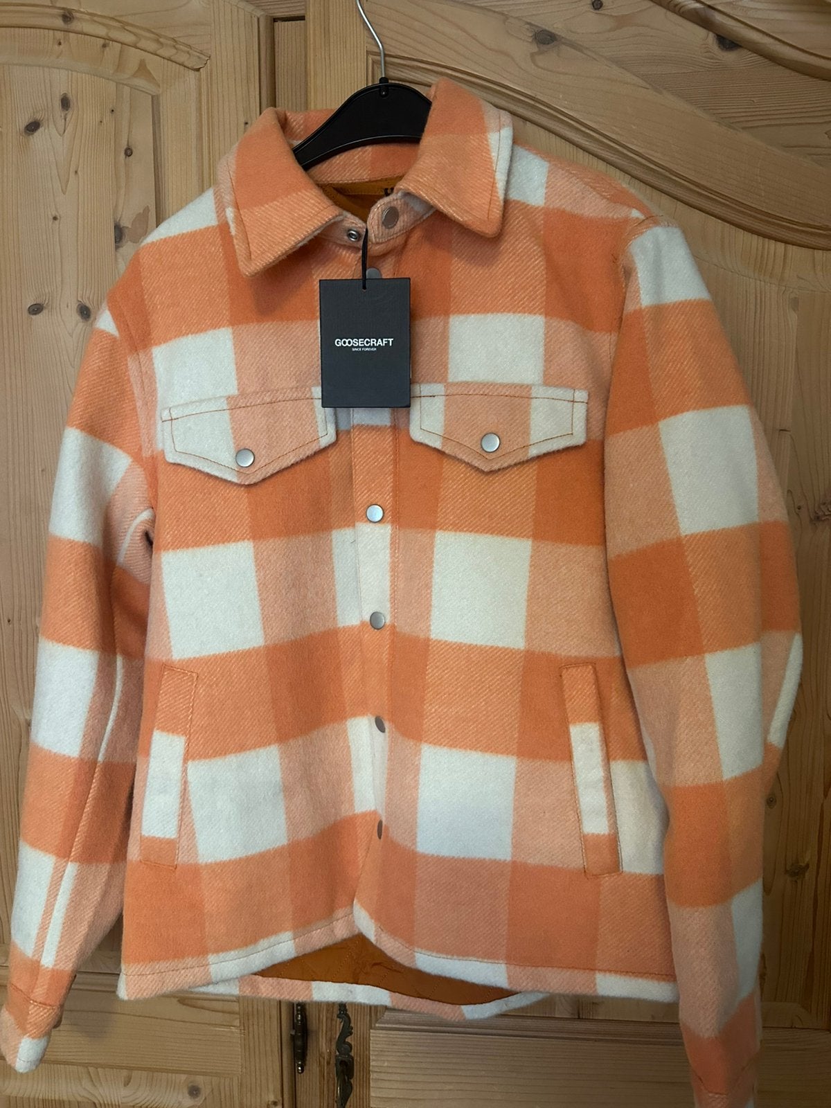Goosecraft overshirt jack oranje crème geruit maat S nieuw, Ophalen of Verzenden, Nieuw, Maat 46 (S) of kleiner, Oranje