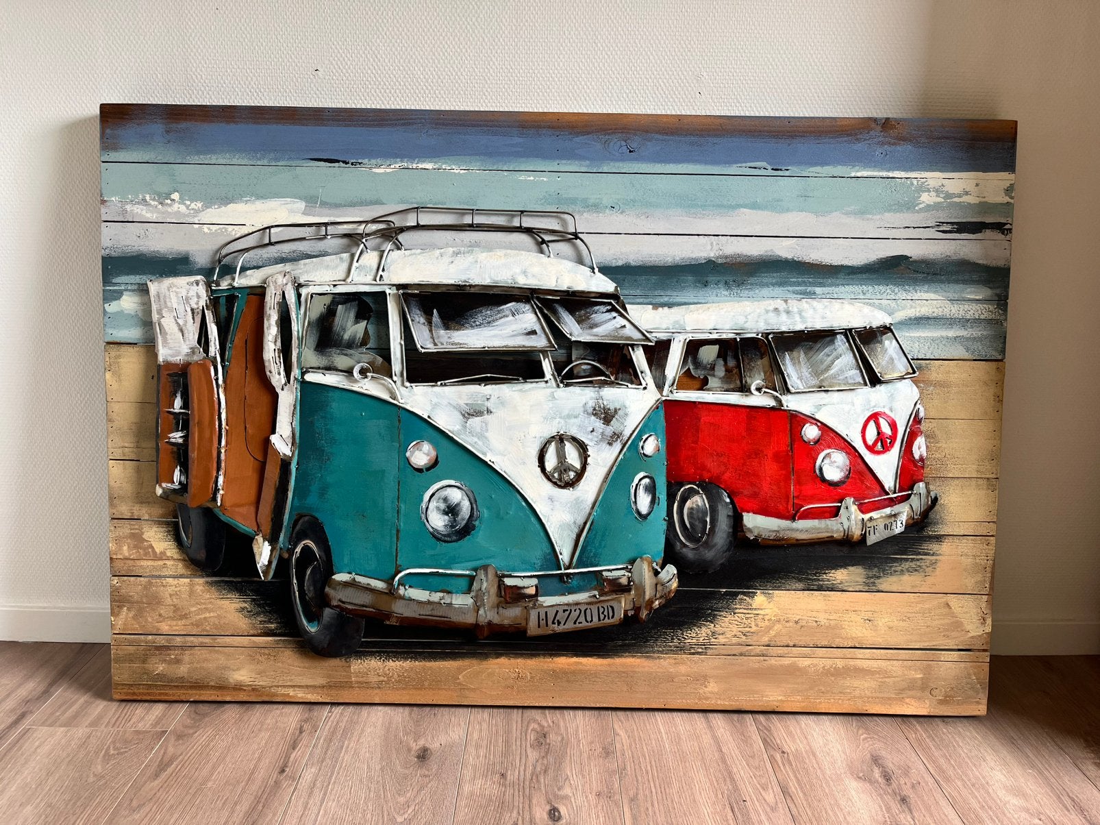 Volkswagen bus metalen schilderij in 3D, Ophalen
