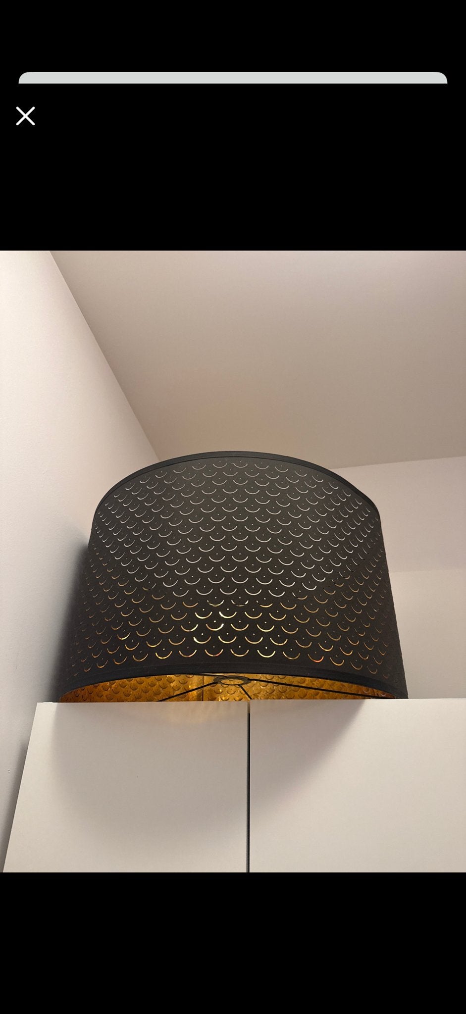 Ikea NYMÖ lampenkap, zwart/messingkleur, 59 cm, Huis en Inrichting, Overige typen, Zwart, Rond, Zo goed als nieuw