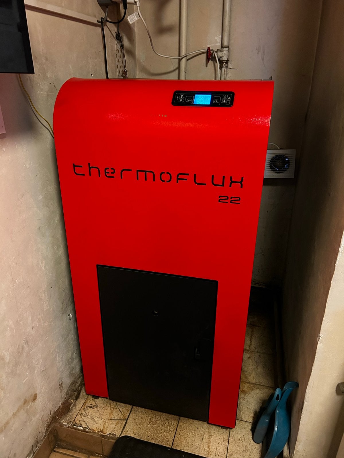 Thermoflux Interio 22 KW houtpellet CV-ketel, Ophalen, Gebruikt, Cv-ketel of Combi-ketel, Minder dan 60 cm