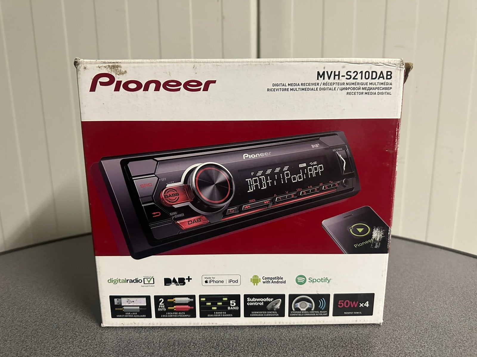 Pioneer MVH-S210DAB Autoradio Enkel din Rood-USB-DAB, Ophalen of Verzenden, Zo goed als nieuw
