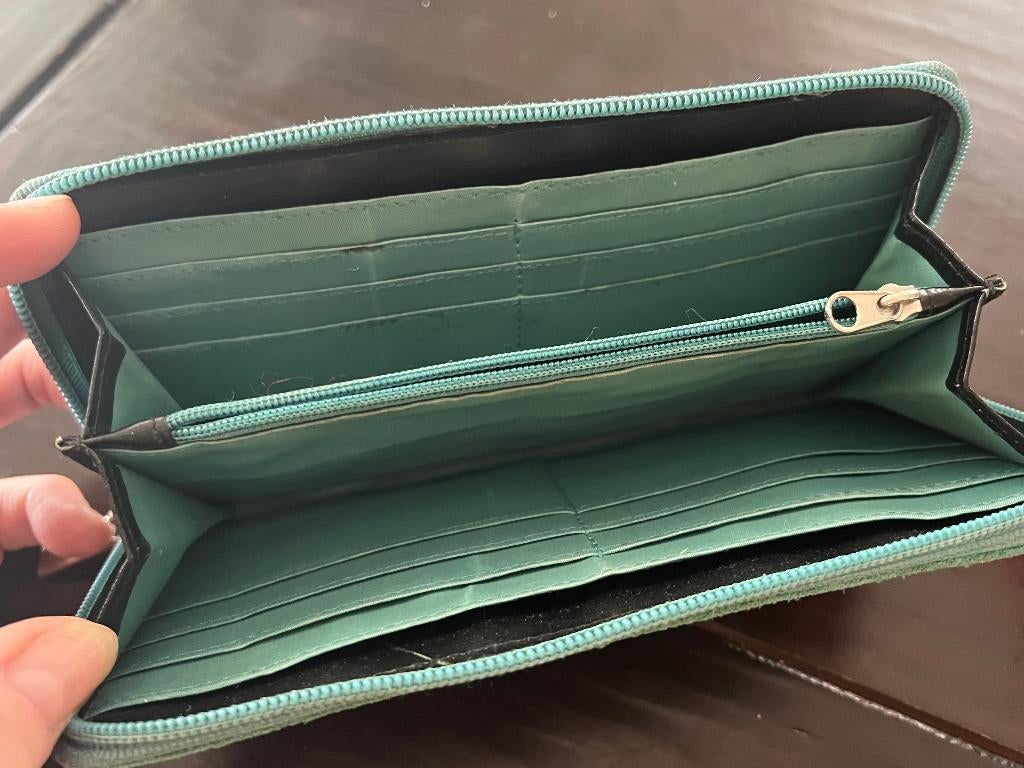 groen suede portemonnee    3,50, Ophalen of Verzenden, Zo goed als nieuw, Groen, Overige merken