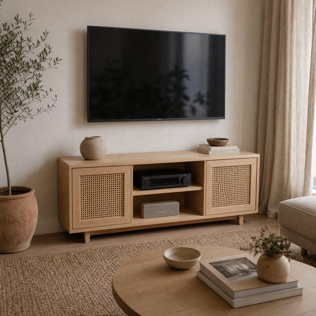 Ambachtelijk handgemaakt massief beuken TV-meubel, Ophalen, Japandi, 100 tot 150 cm, Nieuw