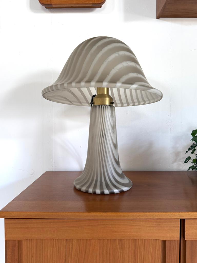 Vintage XL zebra mushroomlamp, Peill & Putzler ‘70, Ophalen of Verzenden, Zo goed als nieuw, Glas
