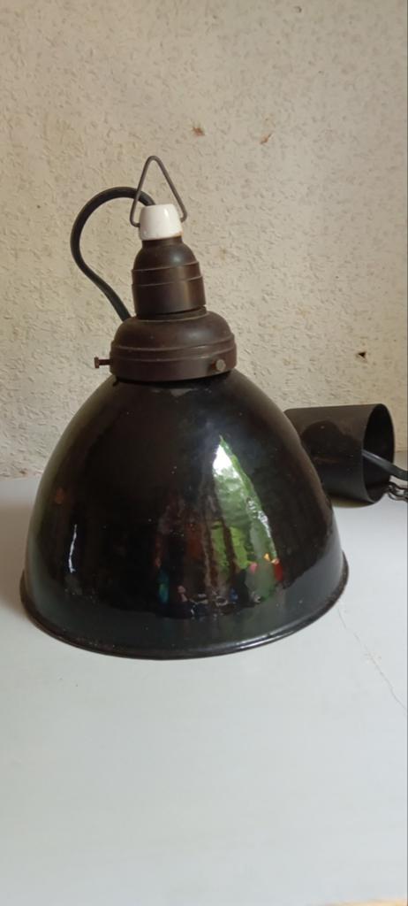 vintage industriële emaille hanglamp, Ophalen of Verzenden