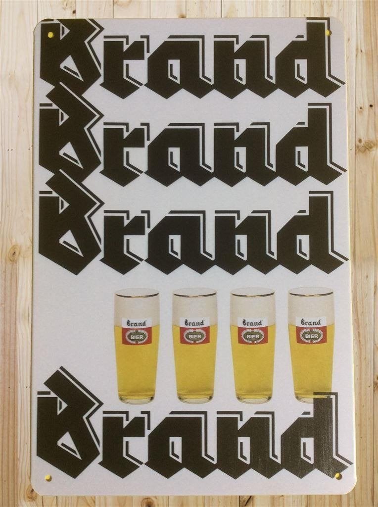 BRAND BIER Metalen Mancave bar Bierbord Reclamebord, Verzamelen, Biermerken, Verzenden, Nieuw, Reclamebord, Plaat of Schild, Brand