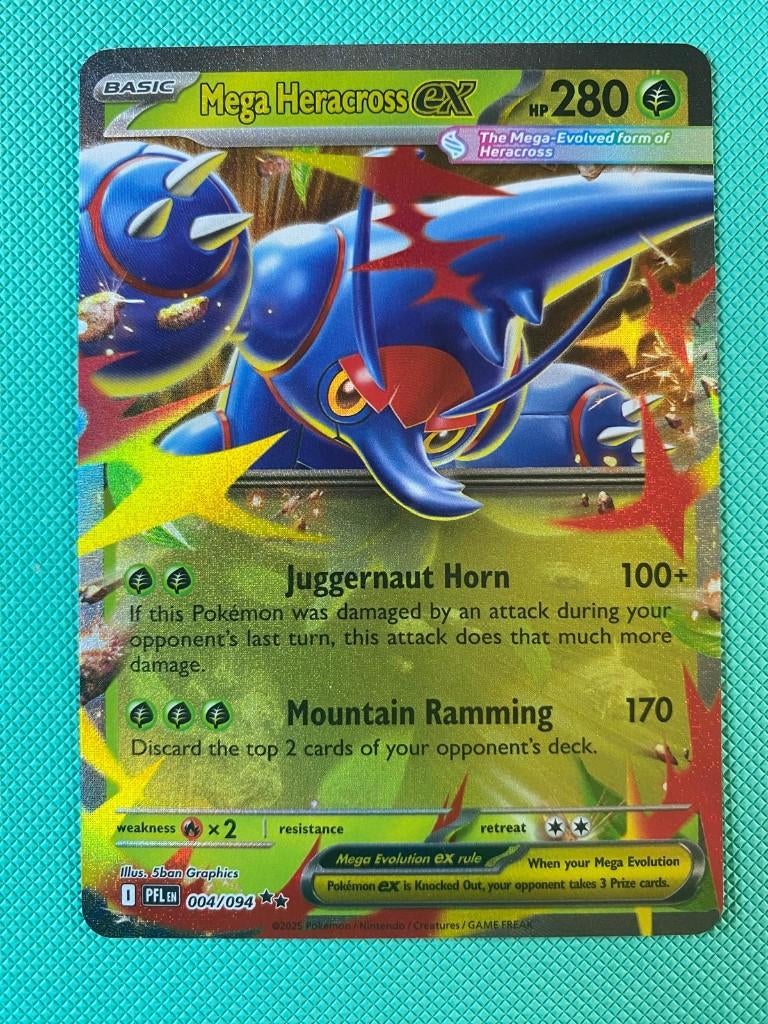 Mega Heracross EX 004/094 PEL, Ophalen of Verzenden, Nieuw, Losse kaart, Foil