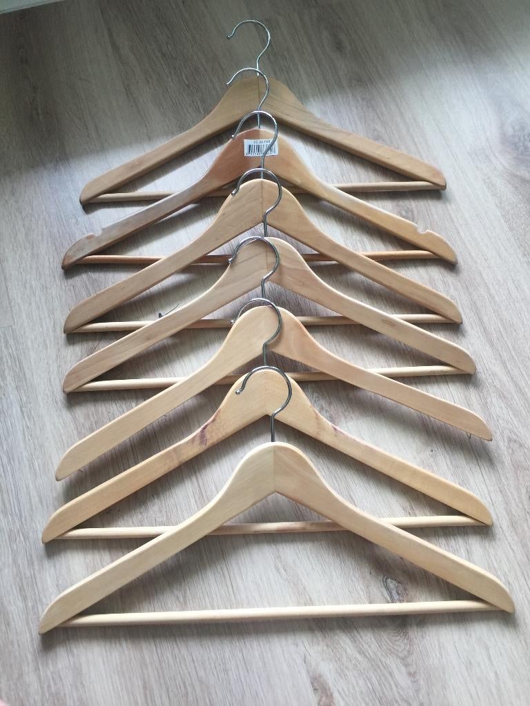 7-pak houten kledinghangers met een broeklat, Nieuw, Ophalen of Verzenden, Nieuw, Hout, Kinderen en Volwassenen