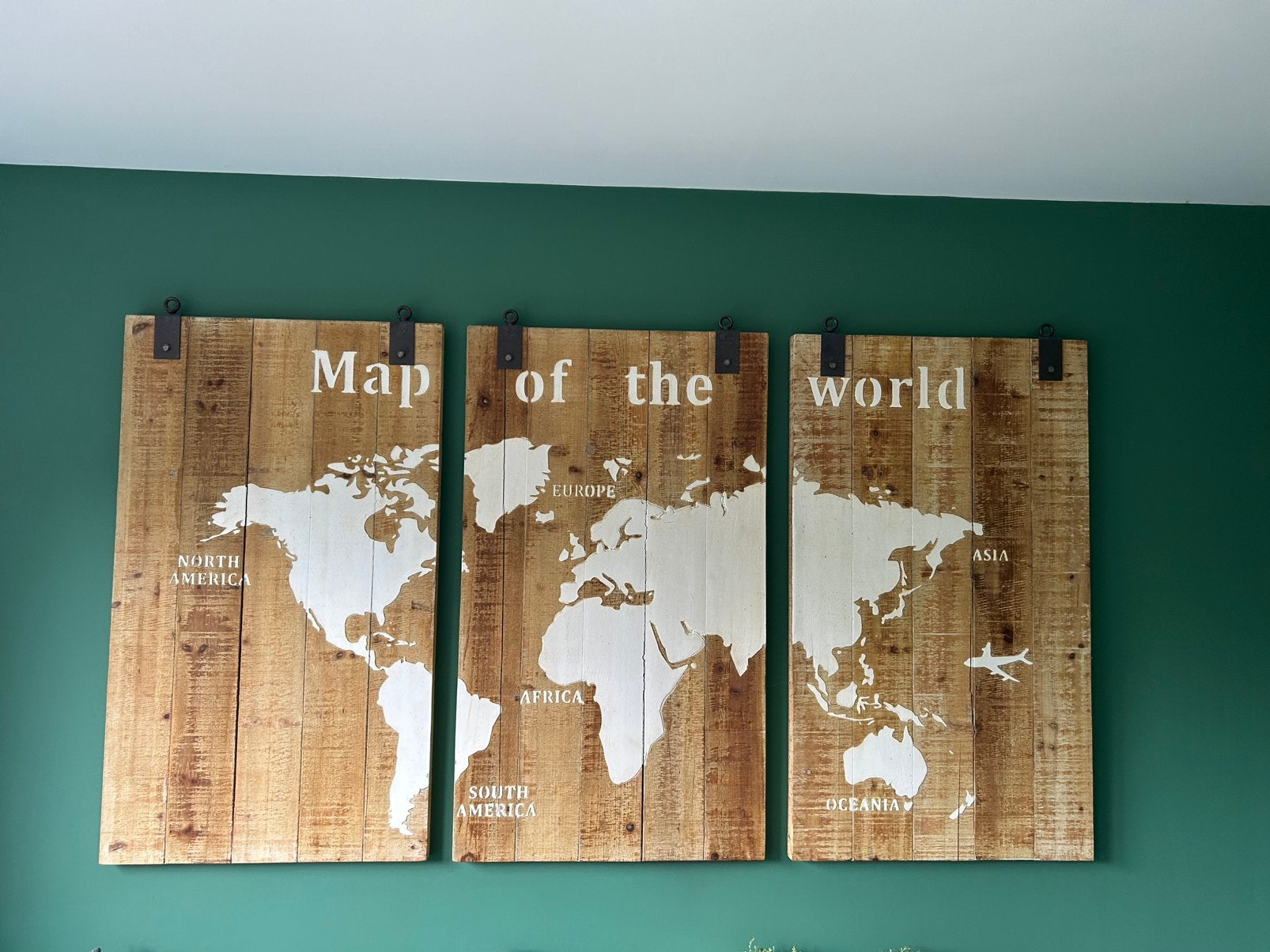 Drieluik “map of the world” zgan, Ophalen, Zo goed als nieuw
