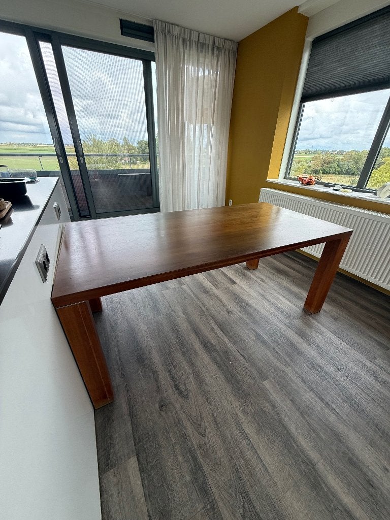 Houten eettafel, Ophalen, Gebruikt, 50 tot 100 cm, 150 tot 200 cm