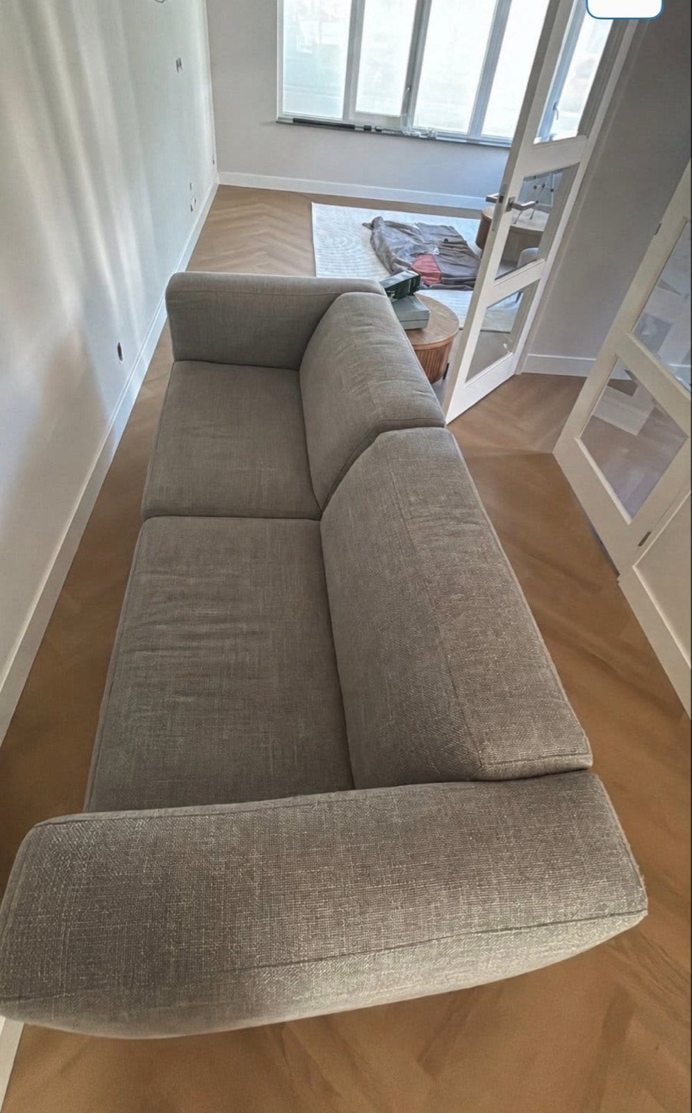 Mooie grijze 2,5-zits bank, 250x95 cm, Ophalen, 250 tot 300 cm, Gebruikt, Driepersoons