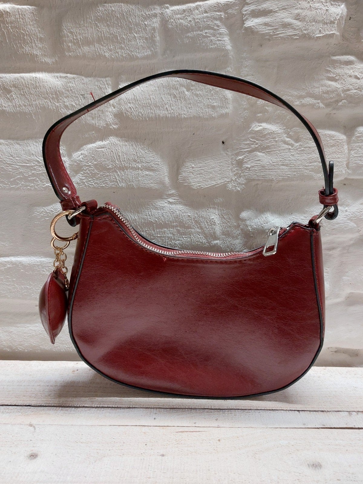 Stradivarius bordeauxrode schoudertas, Verzenden, Zo goed als nieuw, Rood, Handtas