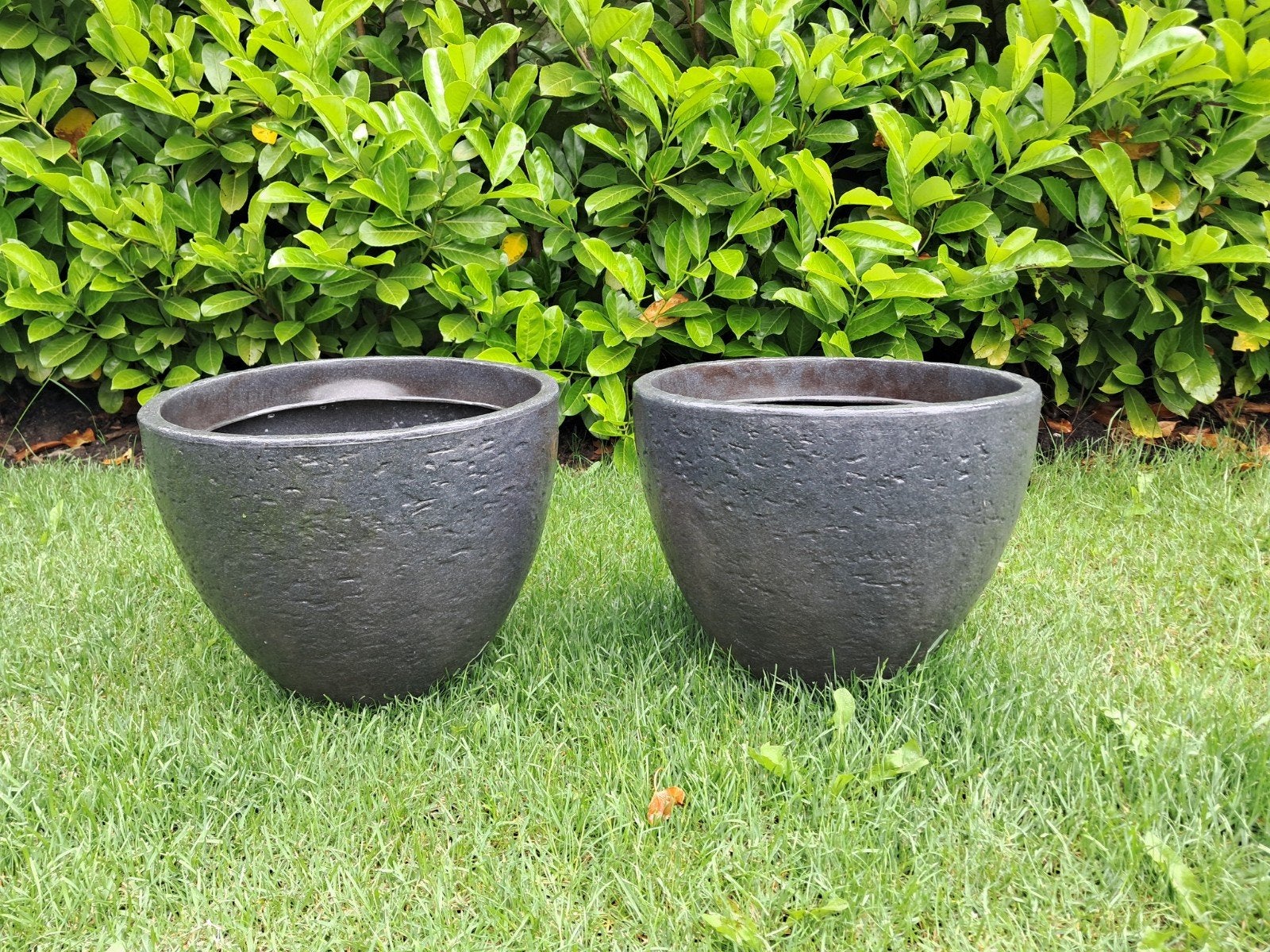 Set van 2 kunststof bloempotten, antraciet, 40 cm doorsnede, Tuin en Terras, Kunststof, Gebruikt, 40 cm of meer, Rond