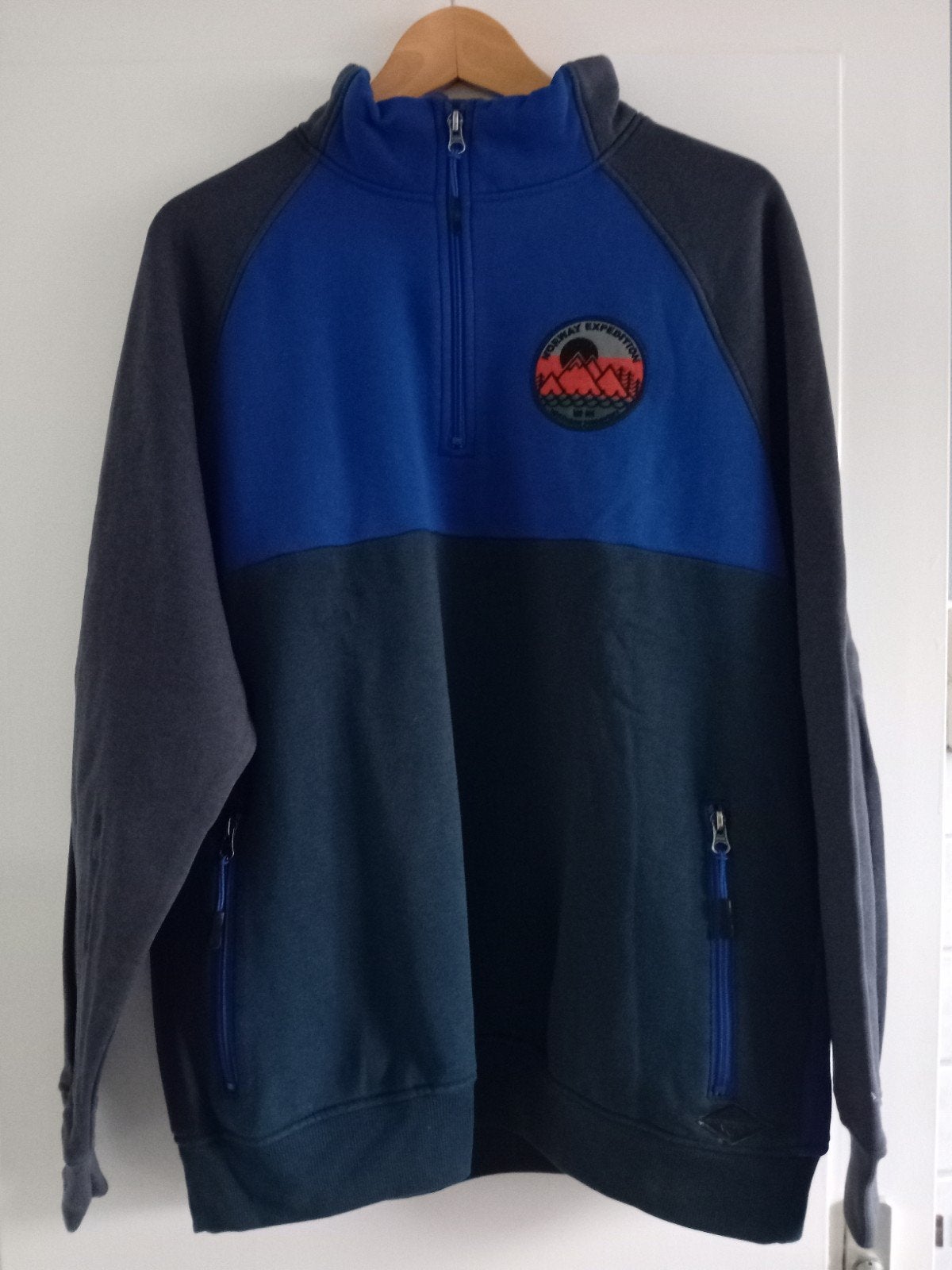 Canda heren sweater XL - Blauw/Grijs met ritszakken, Blauw, Maat 56/58 (XL), Zo goed als nieuw, C&A