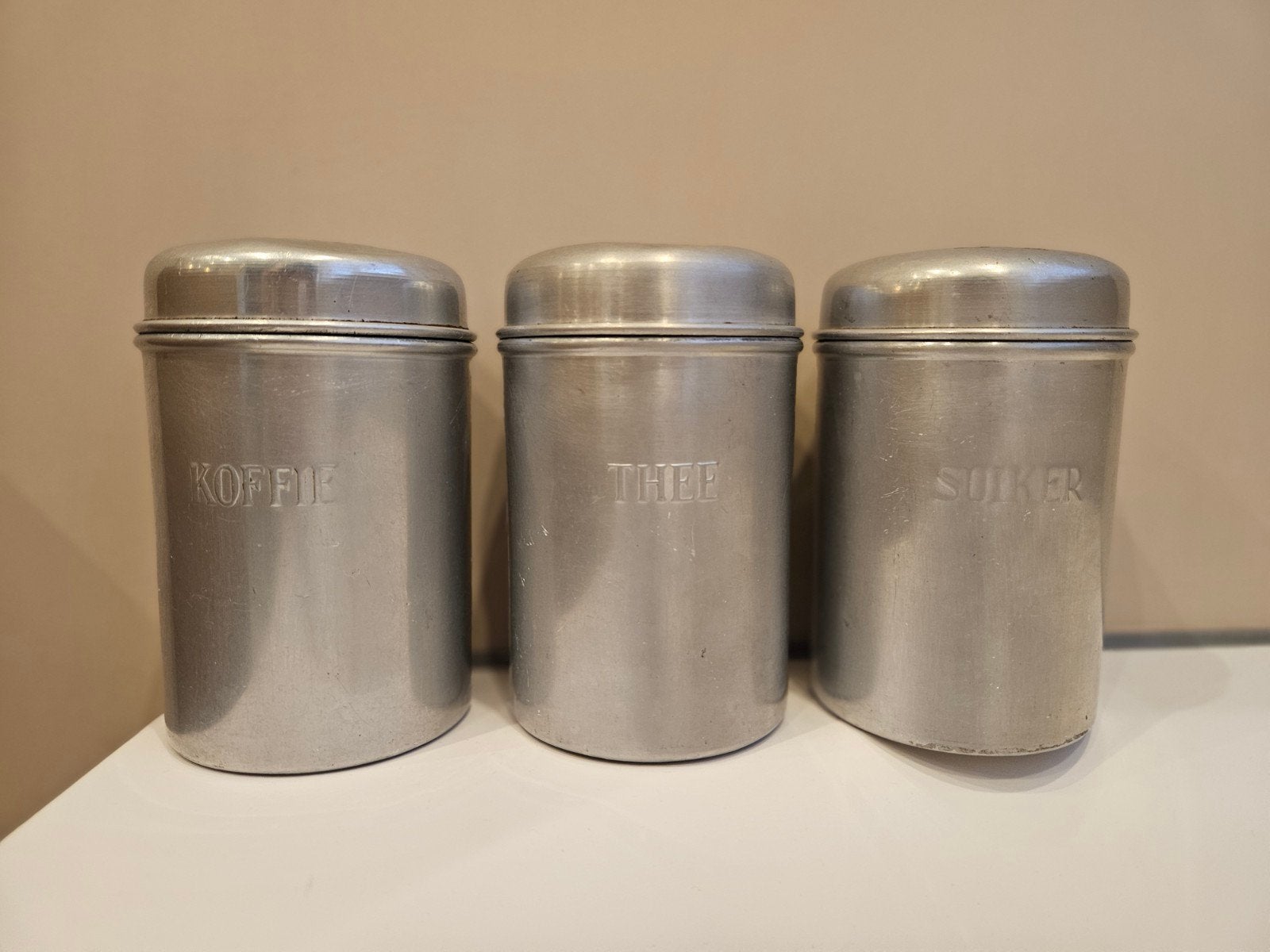 Vintage set aluminium voorraadbussen - Berk Kampen, Ophalen of Verzenden, Gebruikt