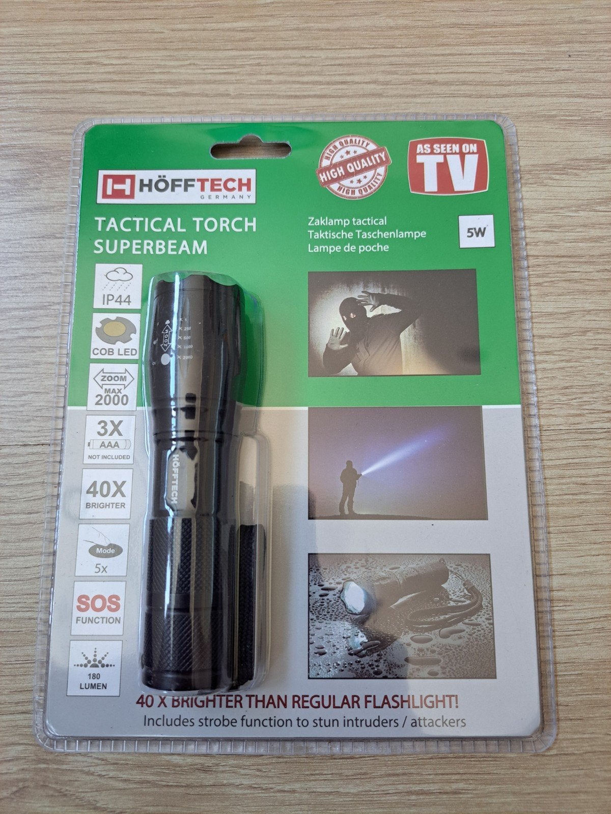 Hofftech tactische zaklamp, Ophalen of Verzenden, Nieuw, Batterij