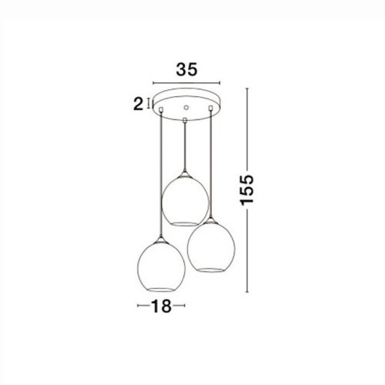 Moderne hanglamp met koperkleurige bollen, Huis en Inrichting, Lampen | Hanglampen, Ophalen, Zo goed als nieuw, Metaal, E27 (groot)