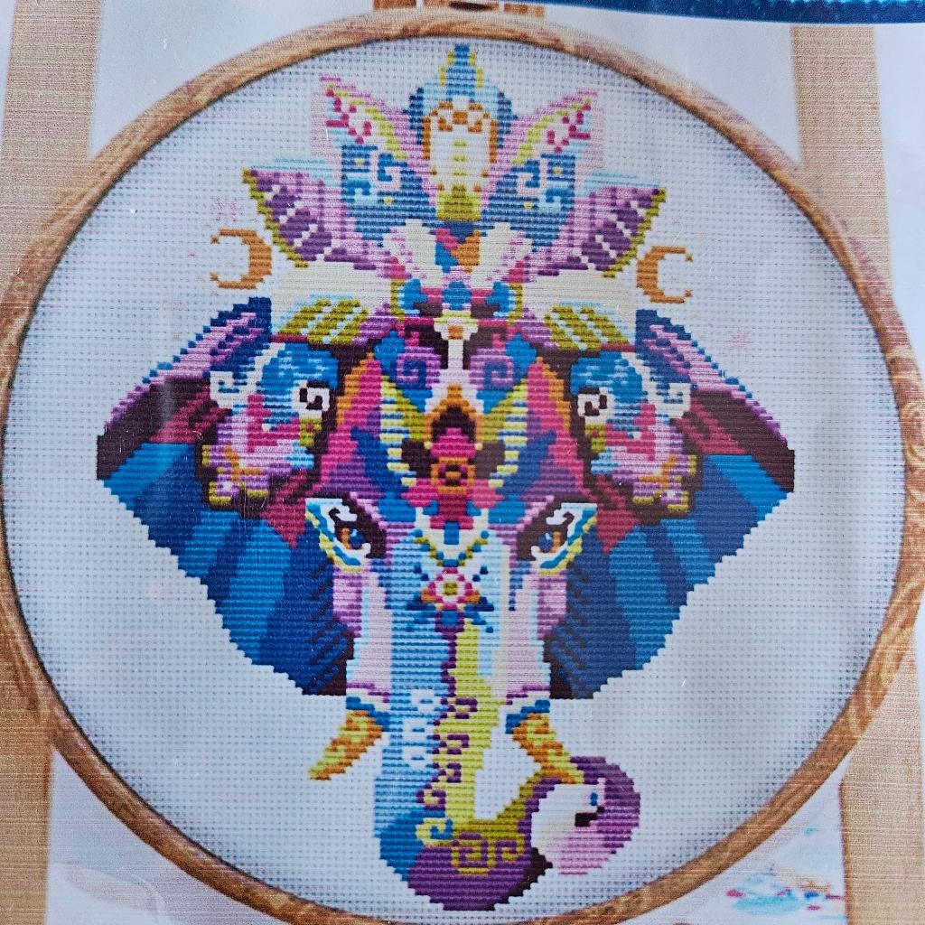 Borduur pakket gekleurde olifant hoofd, 14ct, DIY, Cadeau,, D, Nieuw, Ophalen of Verzenden, D