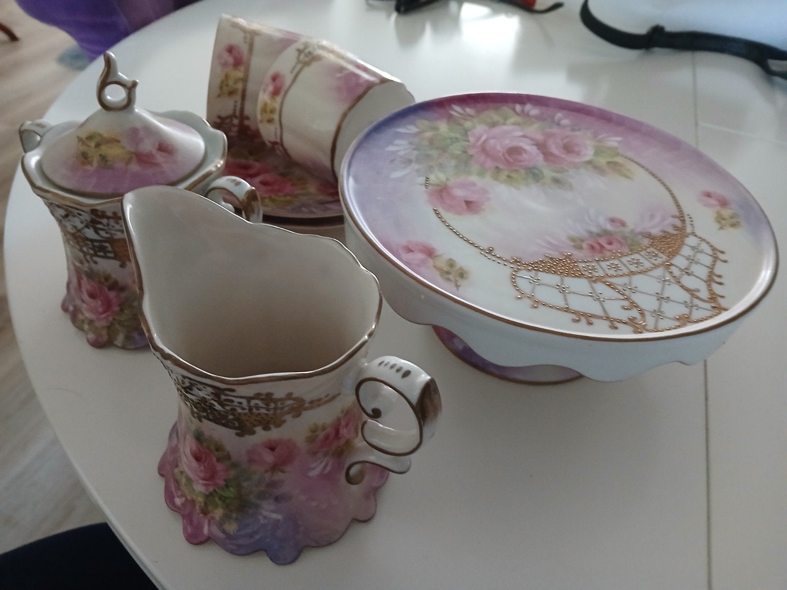 Vintage theeservies met rozen decoratie, Ophalen of Verzenden