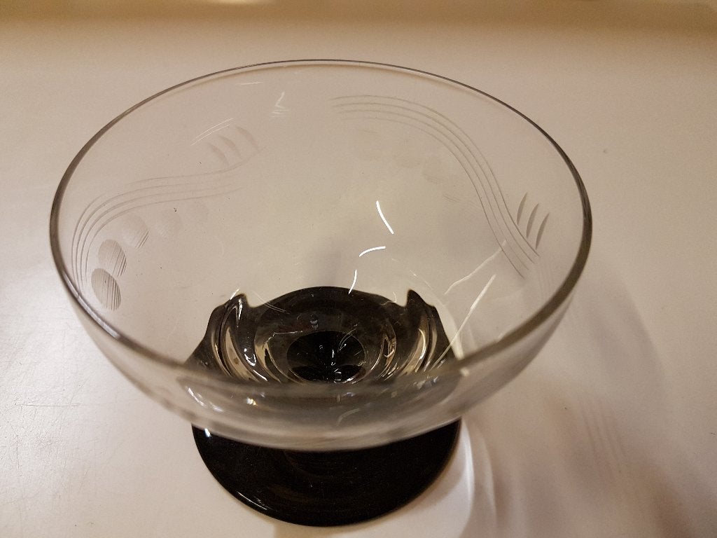 Gegraveerd Art Deco glas 7,5 x 9,5, Ophalen