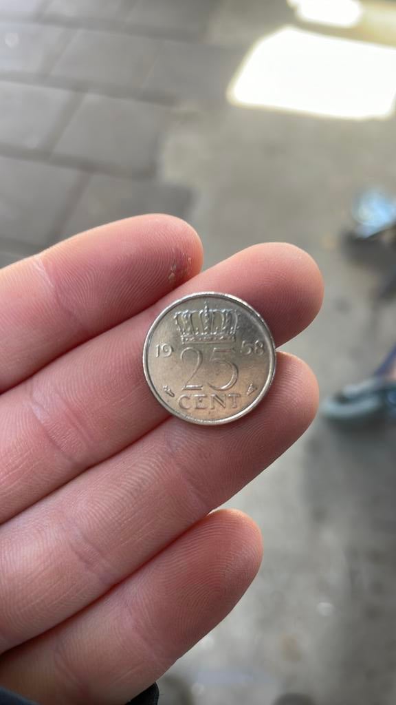 Authentieke 25 cent munt, Postzegels en Munten, Munten | Nederland, Ophalen of Verzenden, Koningin Juliana, 25 cent, Losse munt