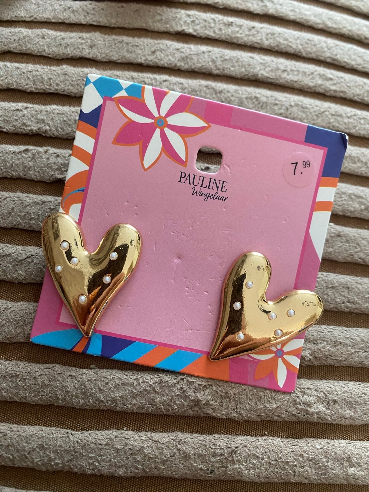 Pauline Wingelaar oorbellen hart goud nieuw, Overige materialen, Nieuw, Ophalen of Verzenden, Knopjes of Stekers