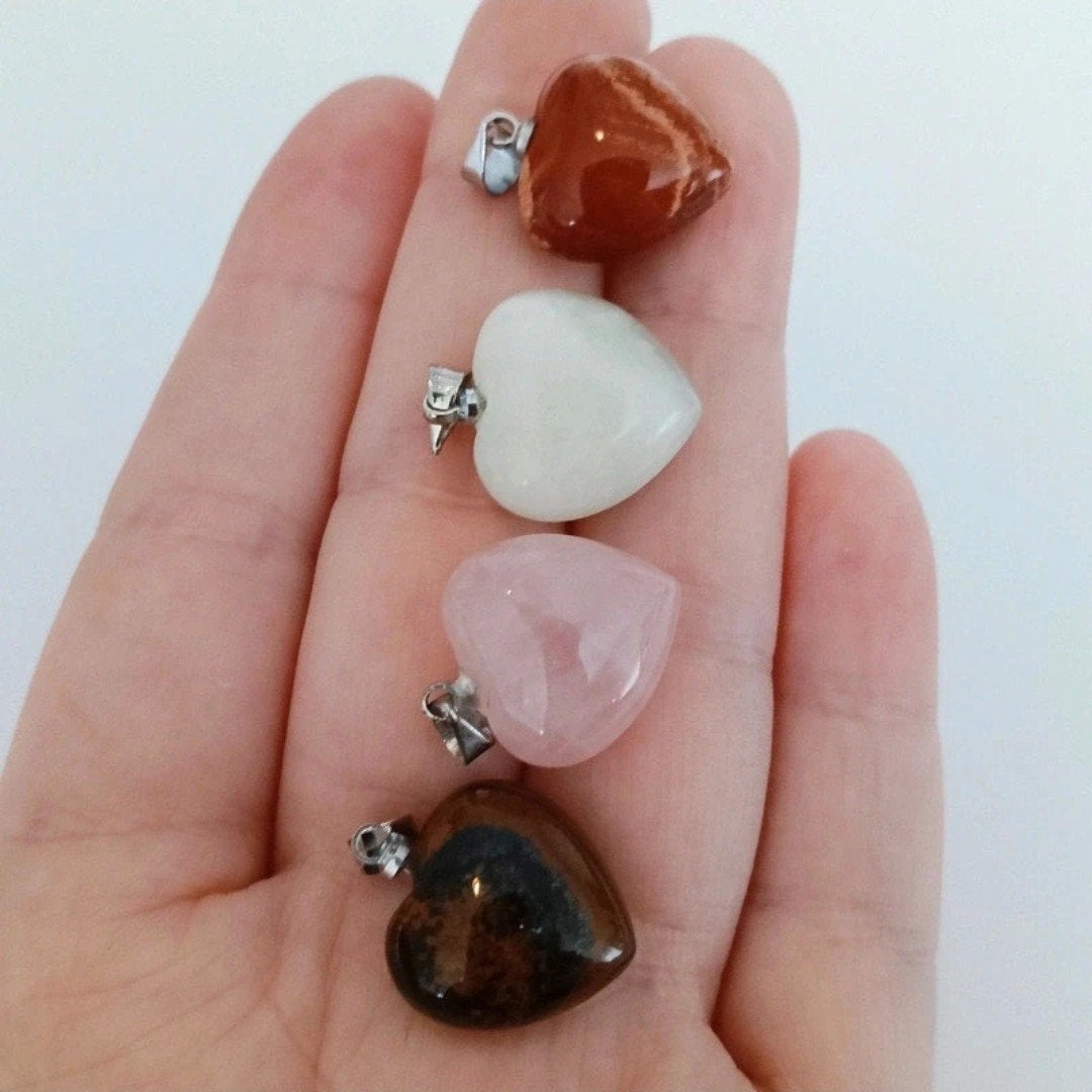 4x Rozenkwarts, Tijgeroog, Jaspis en Jade hart hangers, Ophalen of Verzenden, Nieuw