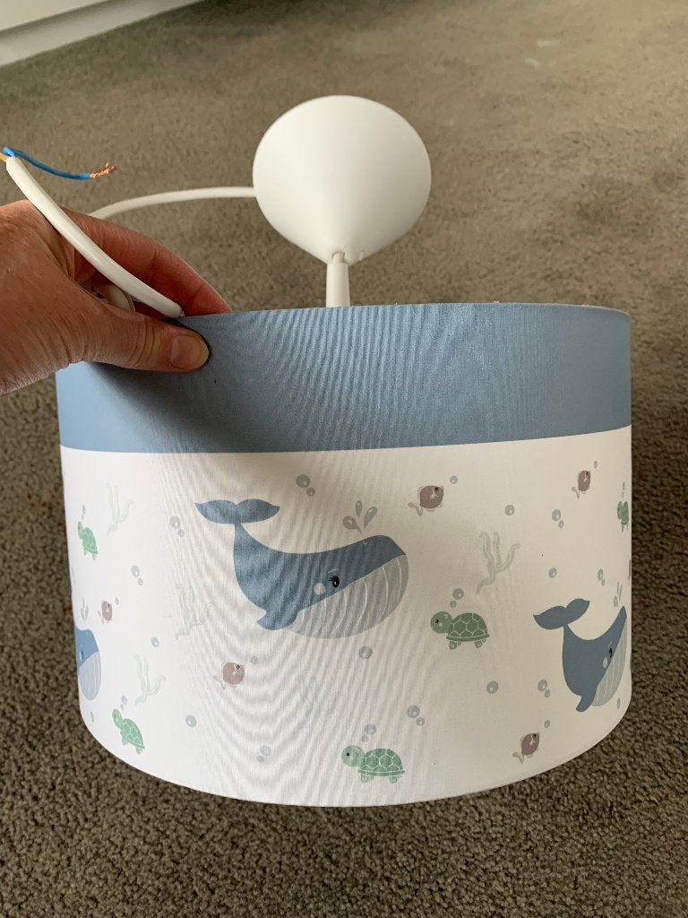 Hanglamp kinderkamer walvis print blauw, Ophalen, Zo goed als nieuw, E27 (groot)