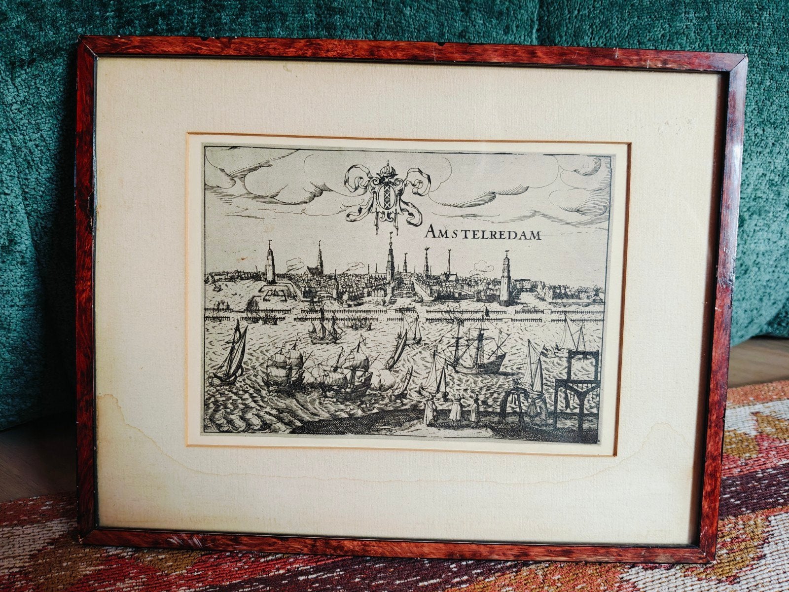 Herdruk Ets Amsterdam Stadsgezicht - Kunsthandel S. Bonte, Antiek en Kunst, Ingelijst, Stadsgezicht, Ophalen of Verzenden, 1950 - 1999