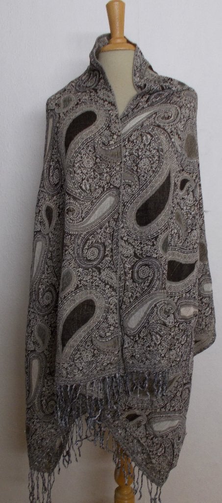 Batik/pashima look 100% cashmere mooie sjaal, Kleding | Dames, Verzenden, Zo goed als nieuw, Maat 42/44 (L), Sjaal
