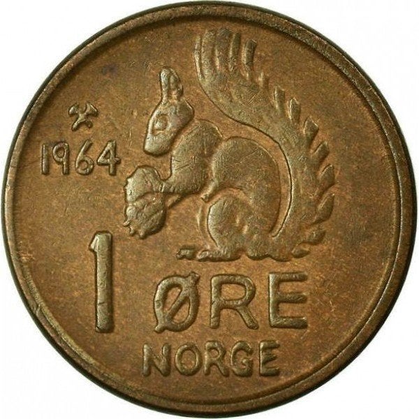 Noorwegen, 1 ore uit 1964, Ophalen of Verzenden, Overige landen, Losse munt