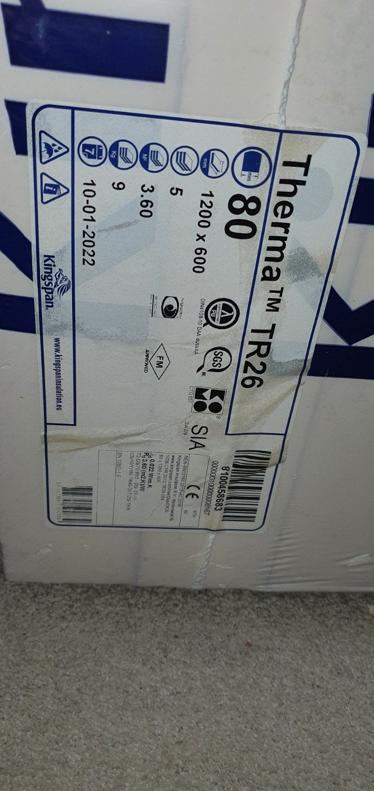 Kingspan Therma TR26 PIR isolatieplaten 80mm, Ophalen, Nieuw, Hardschuim (Pir), 15 m² of meer