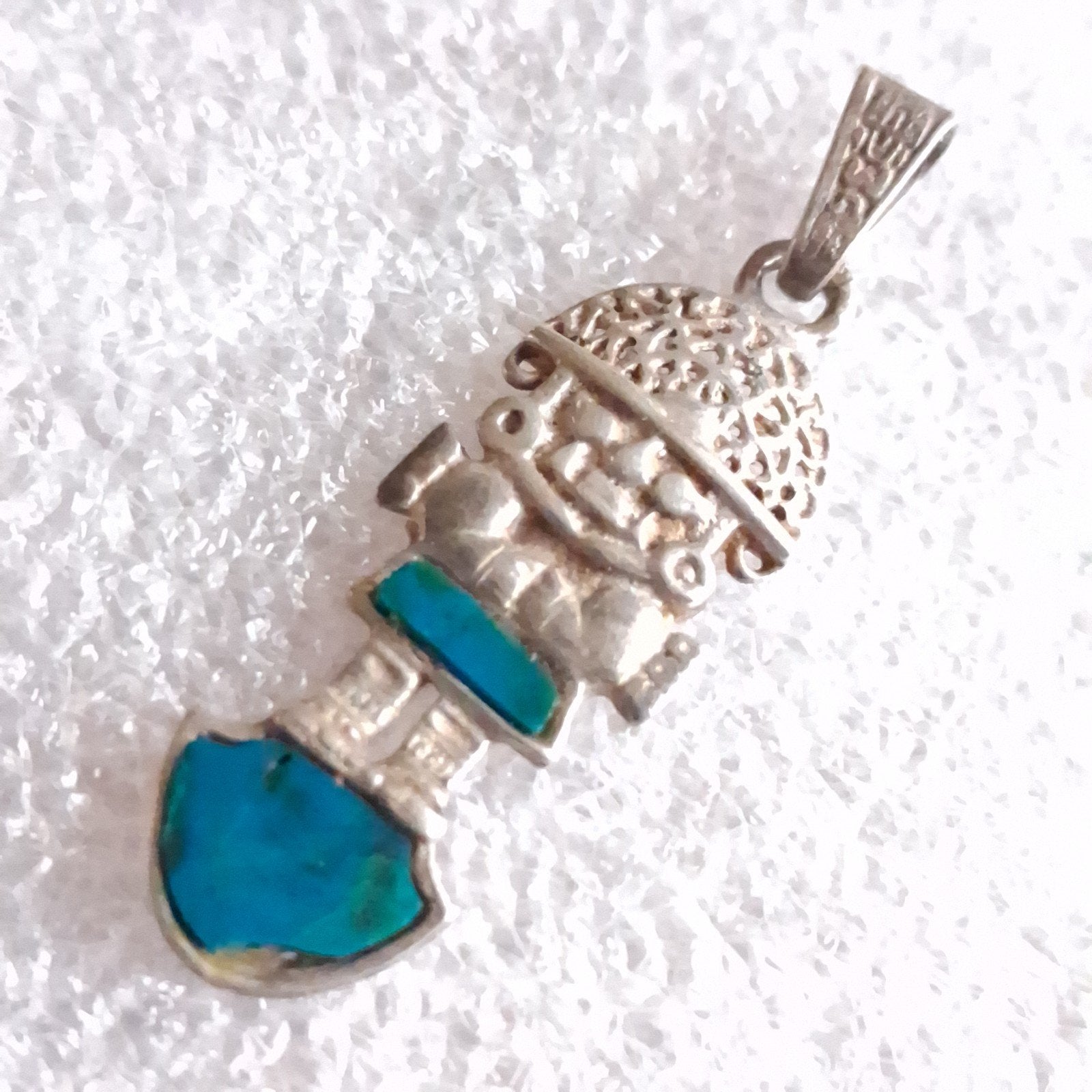 Zilveren Indiaanse Hanger Maya of Inca met Turkoois, Verzenden, Zilver, Zilver