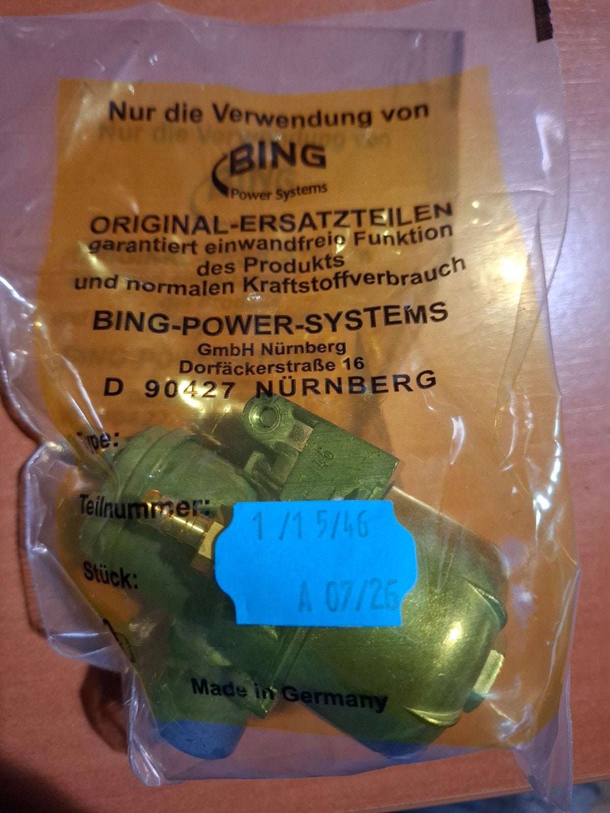 15MM Carburateur Bing Origineel, Bing, Nieuw, Ophalen of Verzenden, Carburateur