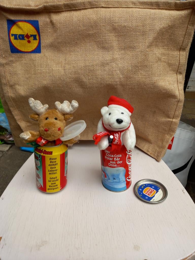 Coca-Cola blik met knuffel - Polar Beer en Rendier, Verzamelen, Speelgoed, Ophalen