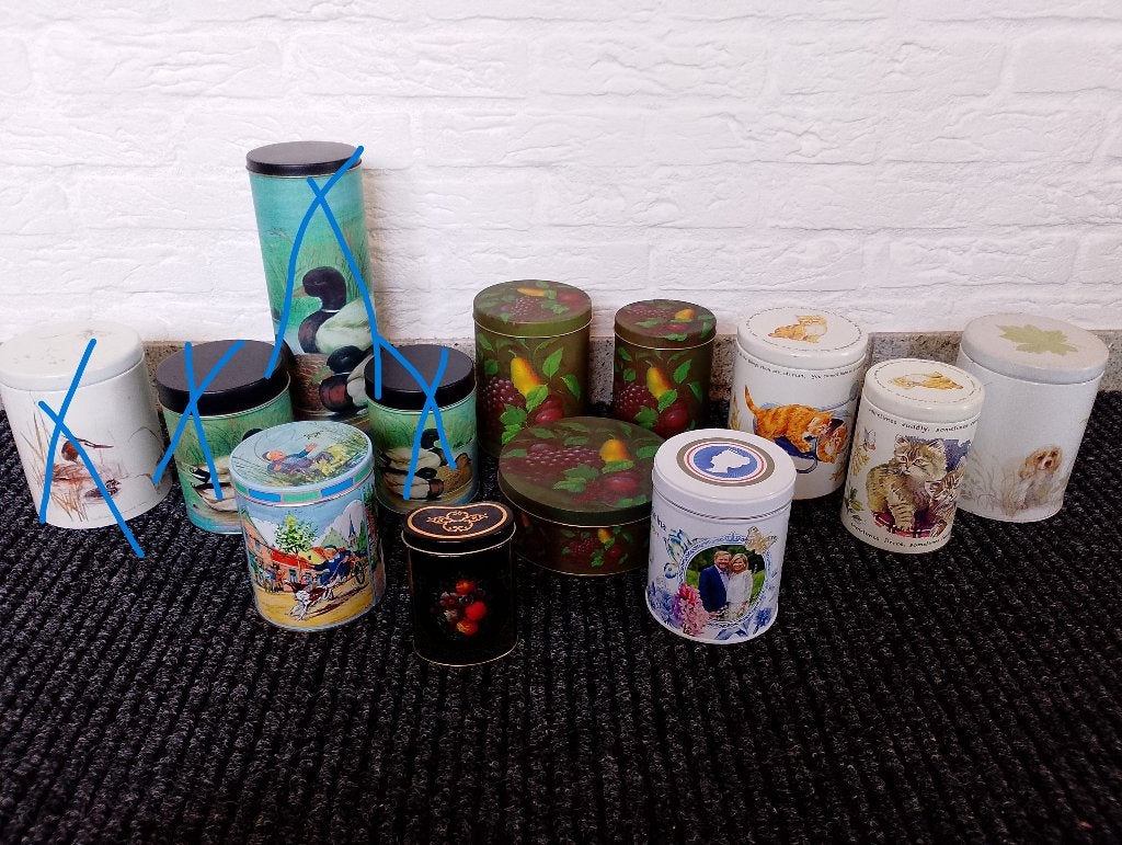Blikken diverse (onder andere bloemen, poesjes), Verzamelen, Ophalen of Verzenden, Gebruikt, Overige