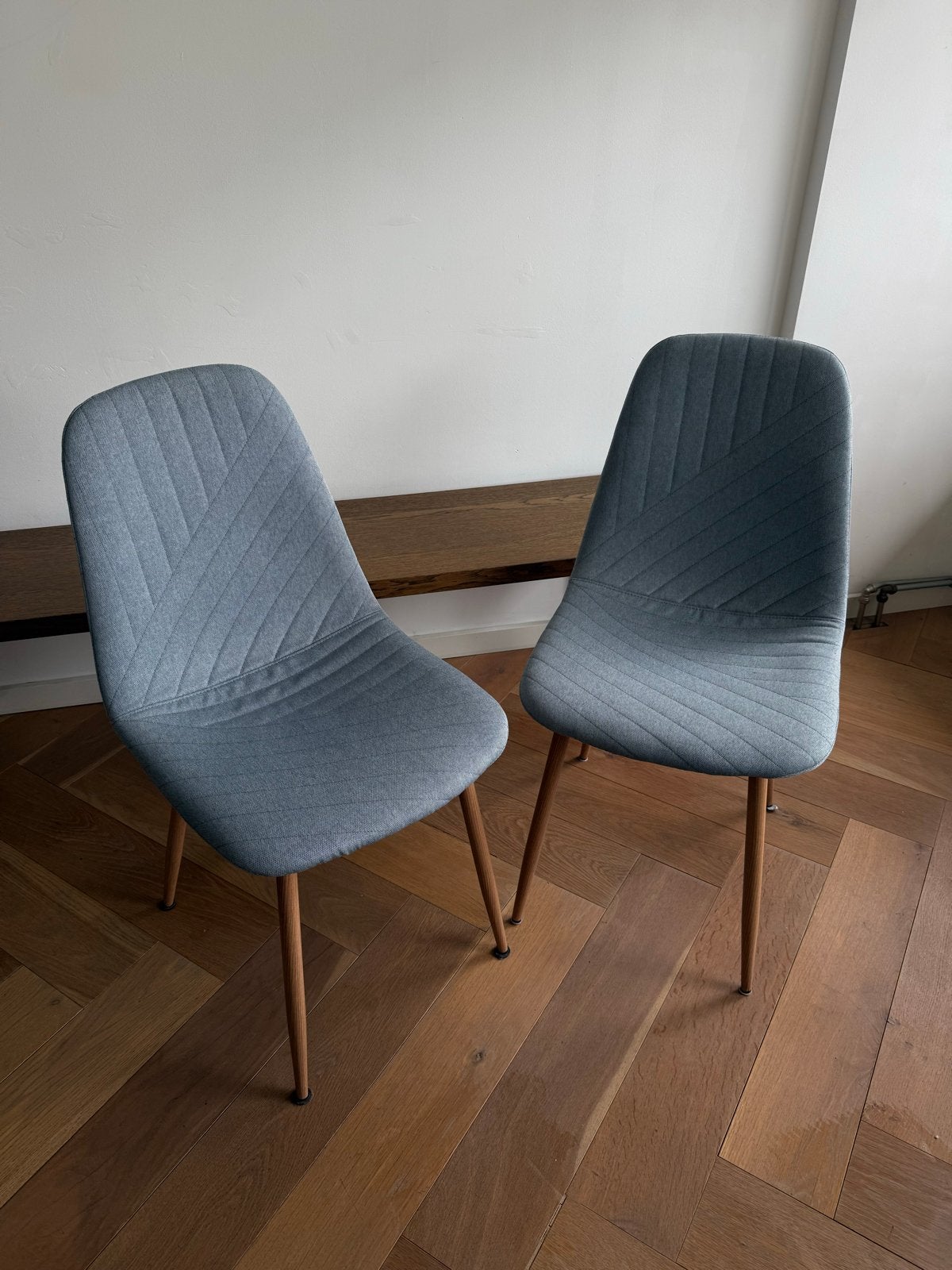 Jysk! Set van 2 moderne eetkamerstoelen - Grijs stof, Ophalen, Twee, Zo goed als nieuw, Stof