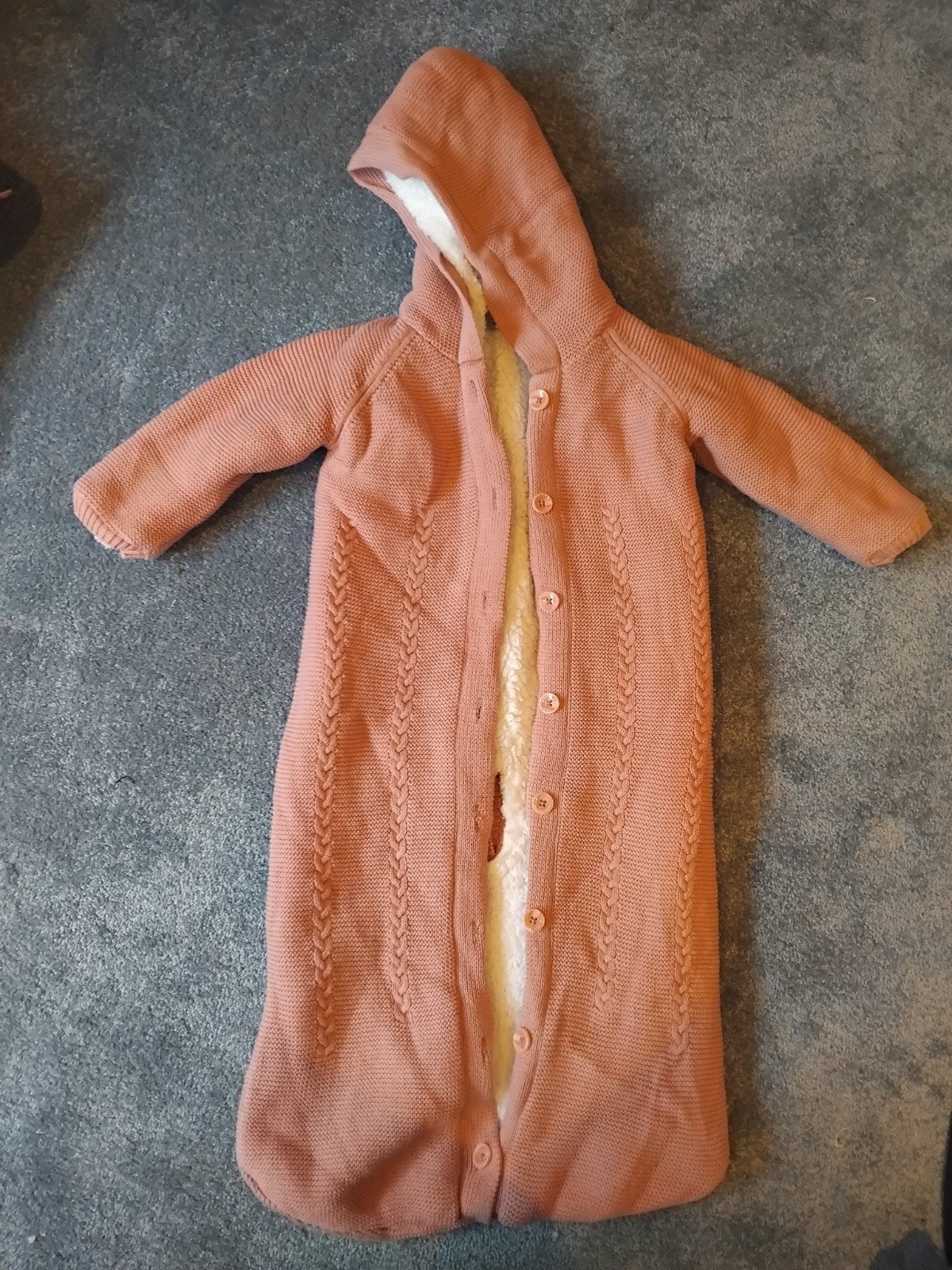Noppies gebreide slaapzak gevoerd met teddy, Ophalen of Verzenden, Zo goed als nieuw, Noppies Baby, Meisje