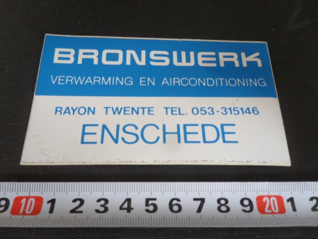 sticker BRONSWERK verwarming airco rayon twente enschede, Ophalen of Verzenden, Zo goed als nieuw