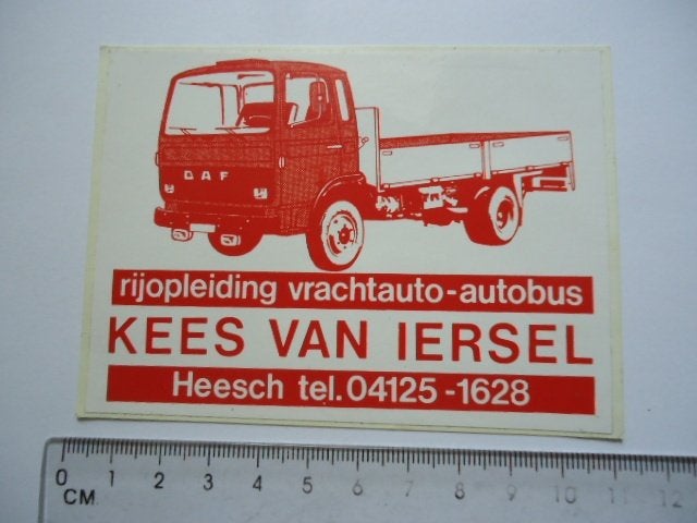 sticker oud DAF TRUCK Heesch autobus bus Kees van Iersel, Verzamelen, Verzenden, Zo goed als nieuw, Auto of Motor