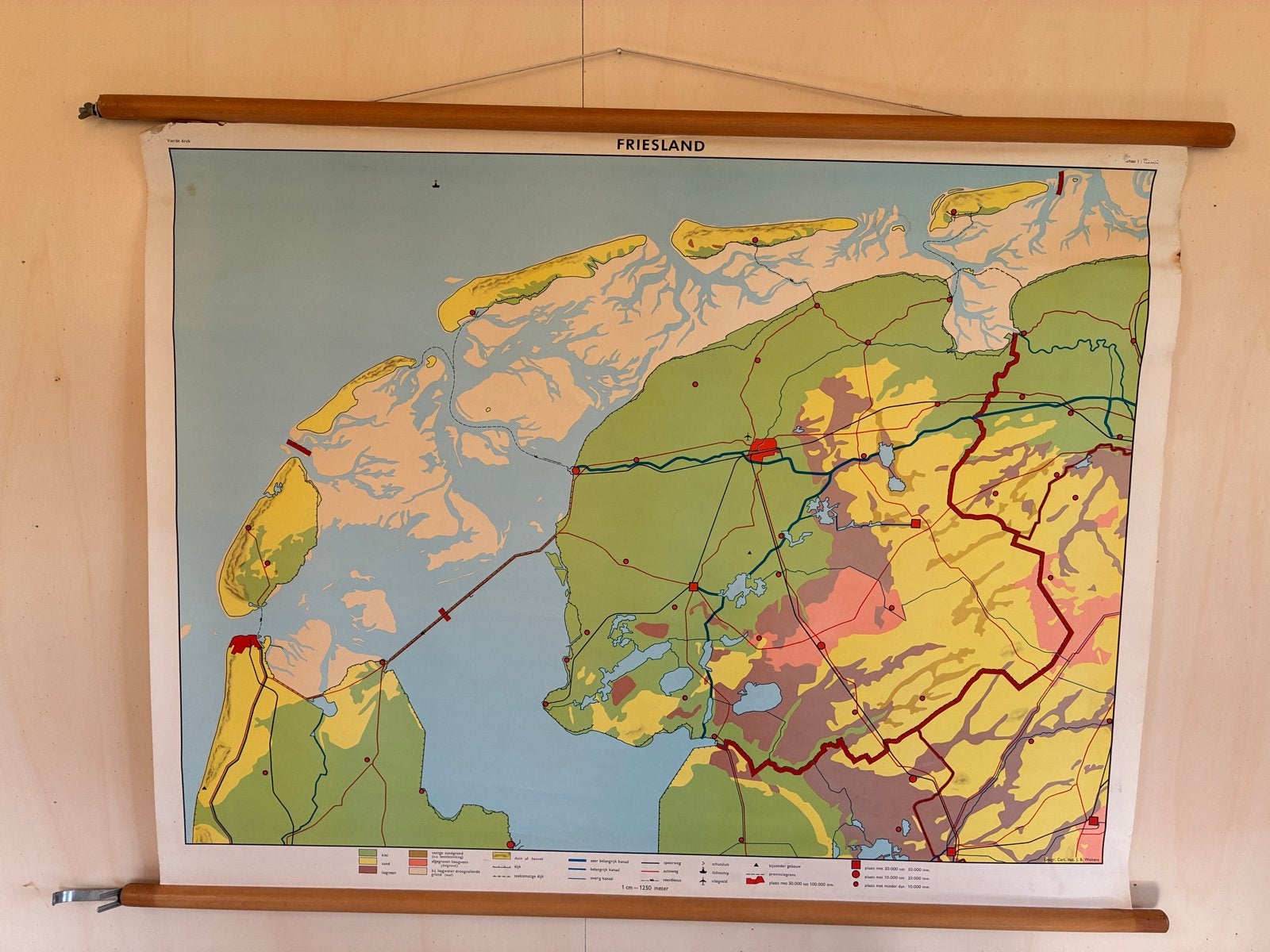 Oude Schoolkaart Friesland - Aardrijkskunde, Ophalen, Aardrijkskunde
