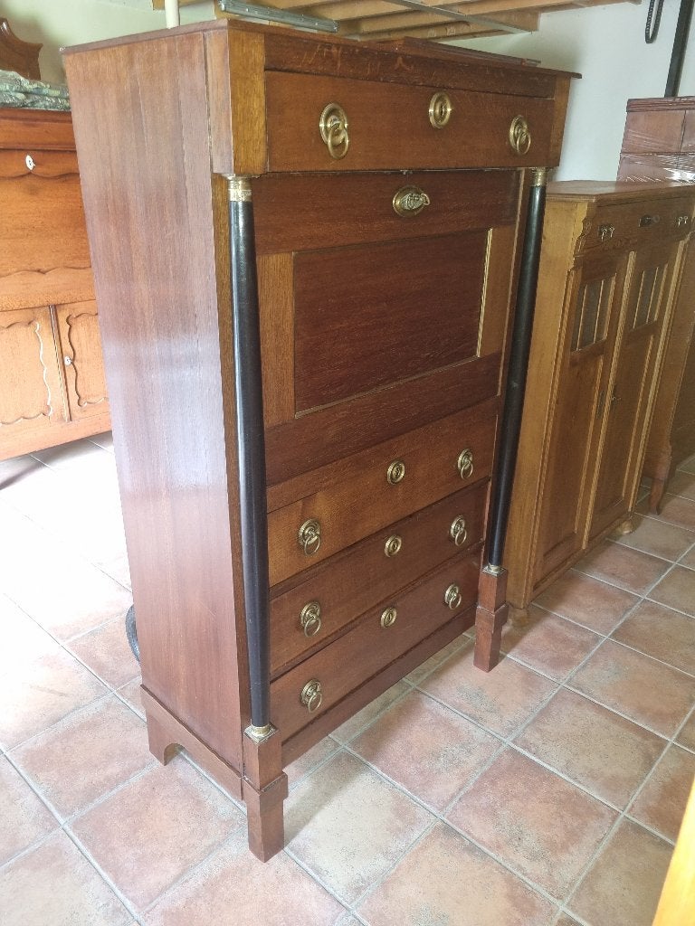 Prachtige Antieke Eiken Empire Secretaire  Klep Buro, Ophalen of Verzenden