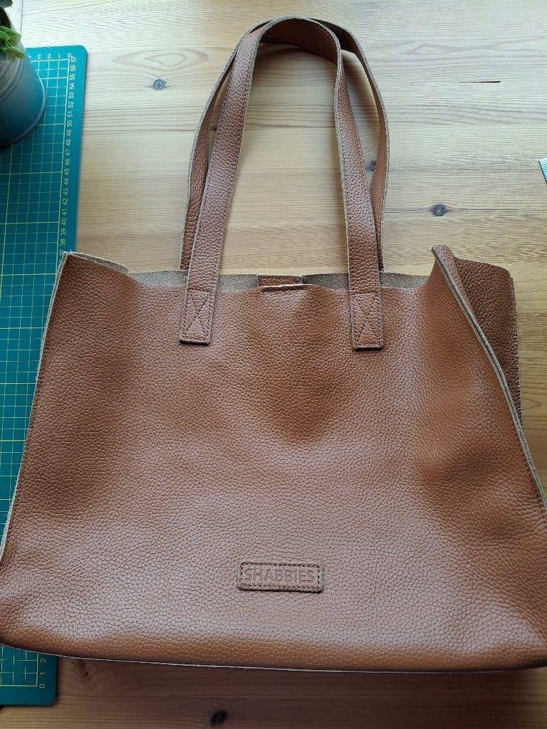 Shabbies tas cognackleurig shopper met inzettasje, Ophalen of Verzenden, Gebruikt, Bruin, Shopper