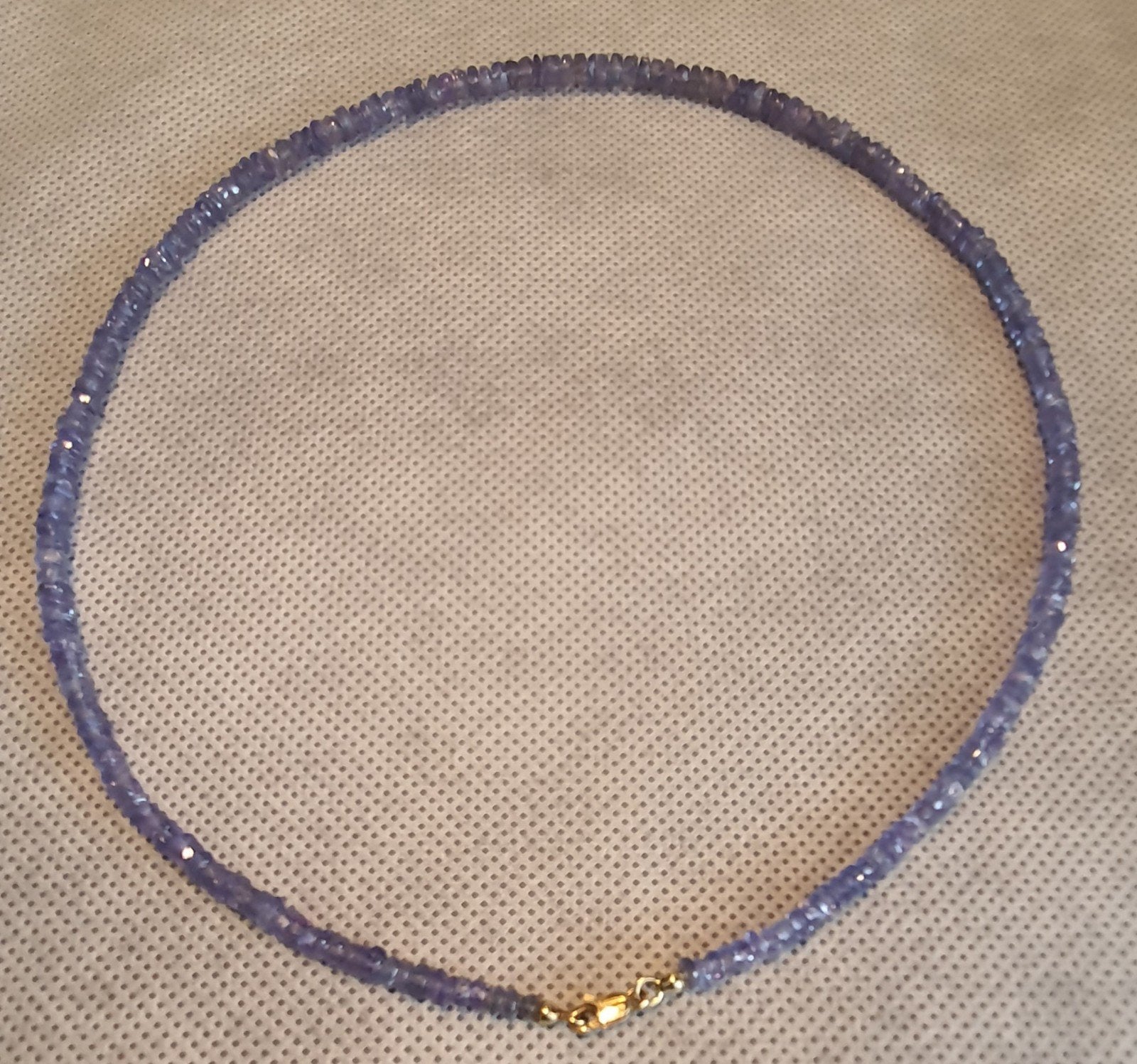 Ethiopisch Tanzaniet 14k Gouden Karabijnsluiting Ketting, Paars, Nieuw, Ophalen of Verzenden, Met edelsteen