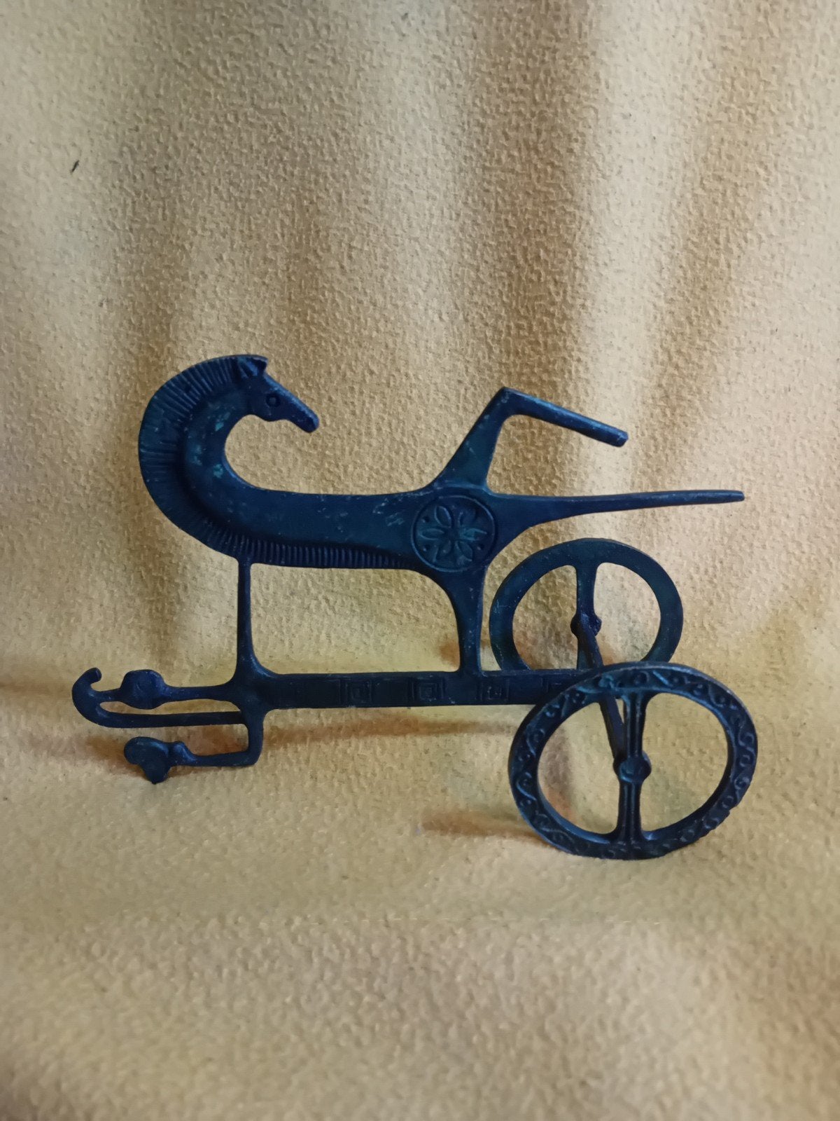 vintage bronzen beeld:strijdwagen, Ophalen of Verzenden